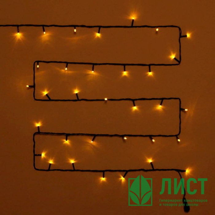 Гирлянда электрическая уличная точечная 07м 80LED цвет желтый (темный провод) 8режимов артемный 183-319