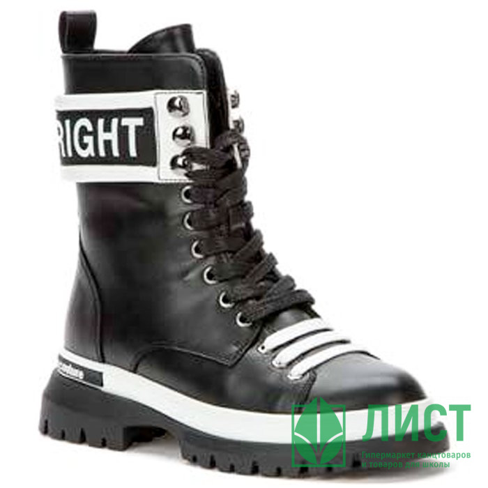 Ботинки для девочки (KEDDO) черный/белый верх-искуственная кожа подкладка - шерсть  артикул 518163/16-03