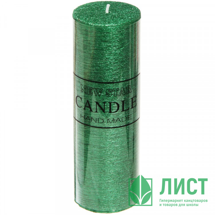 Свеча столбик "New Star ZD-074" 05*15см цв.изумруд арт.114-149