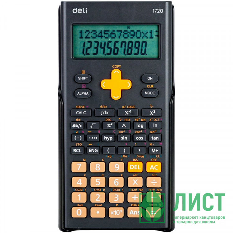 Калькулятор научный 300ф Deli 82*18*162мм (E1720-BLACK) черный, одинарное питание