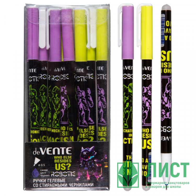 Ручка гелевая ПИШИ-СТИРАЙ (deVente) синяя Robotic 0,5мм ассорти арт.5051521 (Ст.)