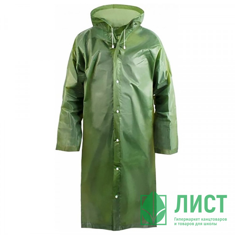 Дождевик зеленый EVA с капюшоном (на кнопках) Komfi 110мкм арт.EVA005G