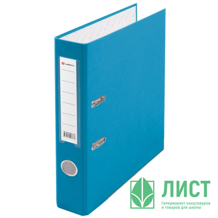 Папка-регистратор 50мм ПВХ с 1 сторонней обтяжкой, металлический уголок, голубая, собранная