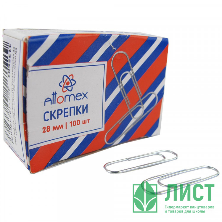Скрепки оцинкованные 28мм овальные 100шт/уп. Attomex 4135301