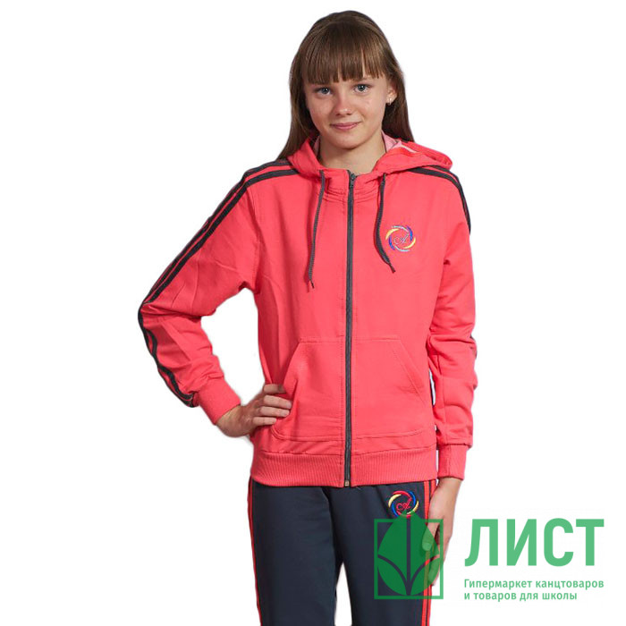 Костюм дев. арт.ДАХ13 р.36/140 трикотаж. цв.тем.серый/коралл