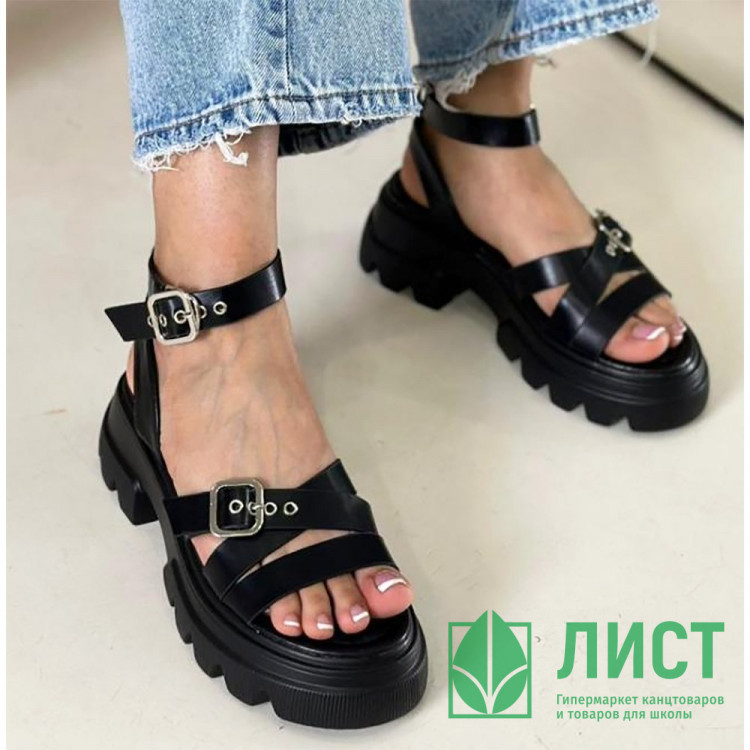 Босоножки для девочки (Cananga) черный верх-искусственная кожа подкладка-искусственная кожа размерный ряд 35-40 арт.can-W83-10