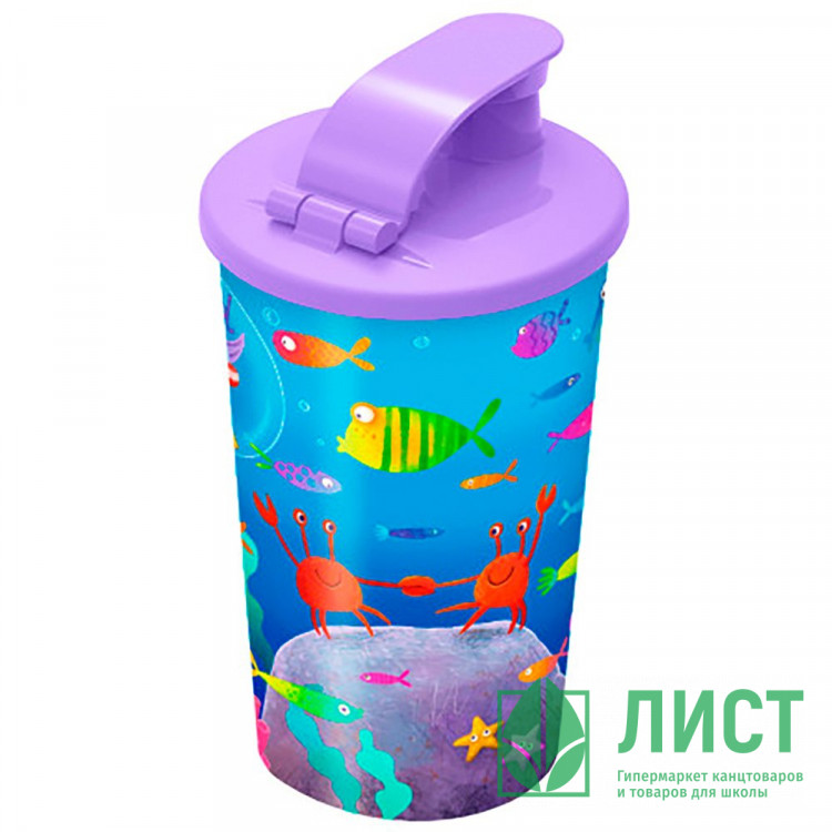 Стакан 400мл "Морское диско" с клапаном, сиреневый арт.431335803