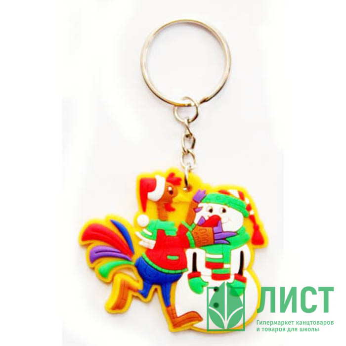 Брелок СИМВОЛ ГОДА "Петушок и снеговик" 5см арт.42230/48