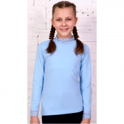 Джемпер для девочки трикотажный (Ликру) длинный рукав цвет голубой арт.0066 Агата размерный ряд 32/128-40/158