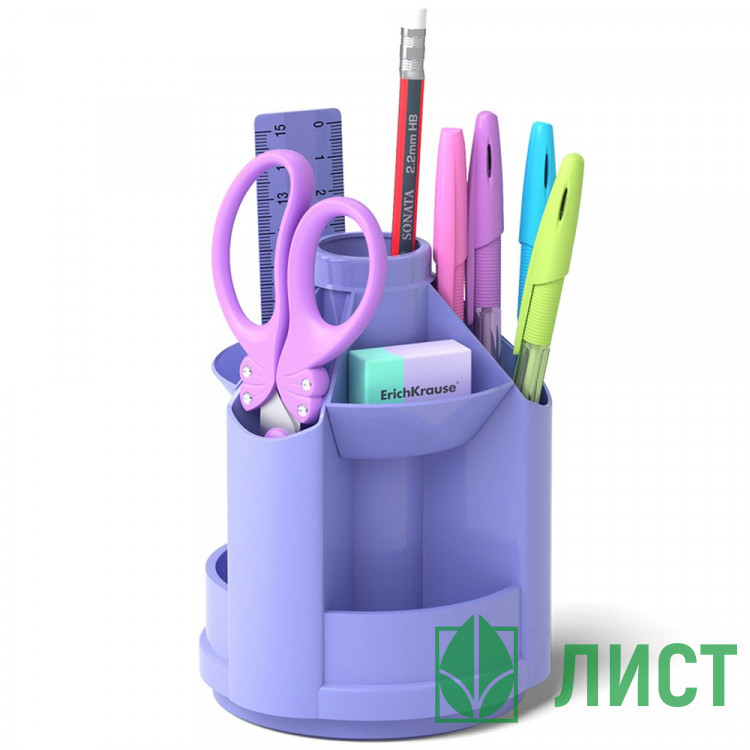 Канцелярский набор 08пр. ErichKrause Mini Desk Pastel, фиол., вращ. арт.53232 (Ст.1)