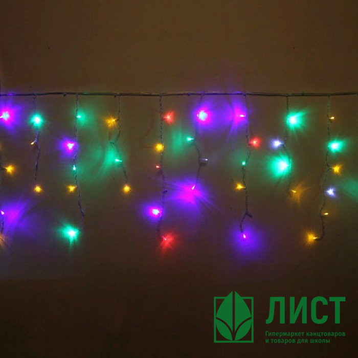 Гирлянда эл.д/улицы подвесная Бахрома 3*0,4/0,6м 100LED (св.провод) цв.мульти мерц. арт.183-167