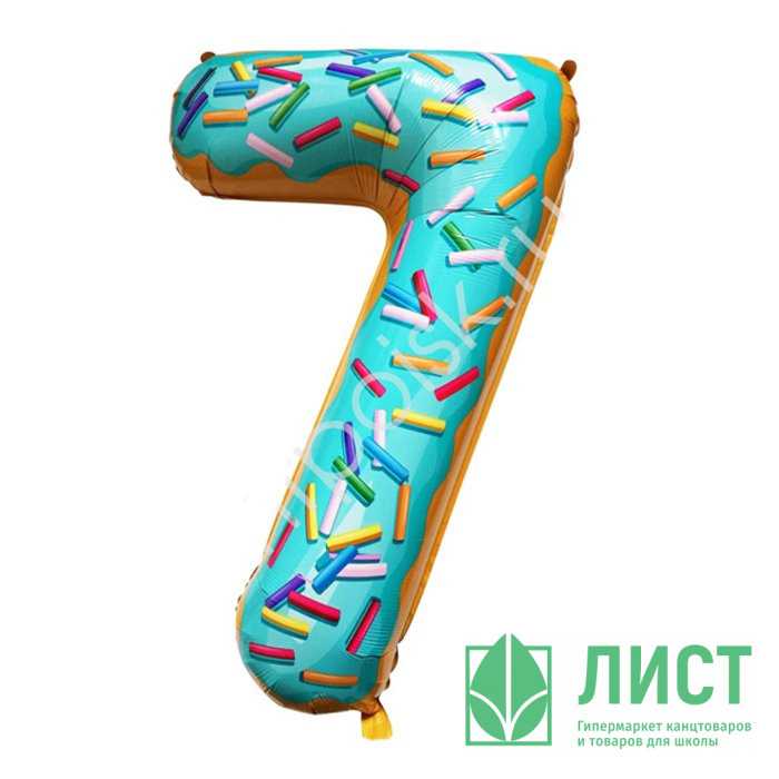 Шар фольгированный 102см Фигура "Цифра 7" пончик арт.6059453