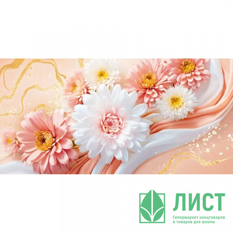 Открытка-конверт "Хризантемы" без надписи с блёстками арт.30000850