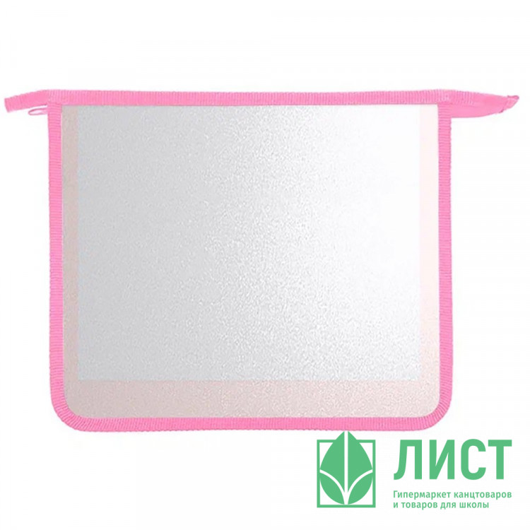 Папка школьная для тетрадей А5 на молнии Оникс прозрачная  Пурпурно-розовая арт.ПТ-750