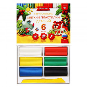 Пластилин 6 цветов 90 грамм GLOBUS классический повышенной мягкости арт ПЛ6Д