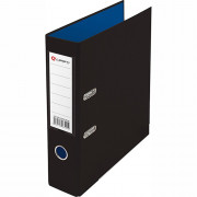 Папка-регистратор 80мм (+/-5)  ПВХ с 2 сторонней обтяжкой, металлический уголок, черная/синяя, собранная