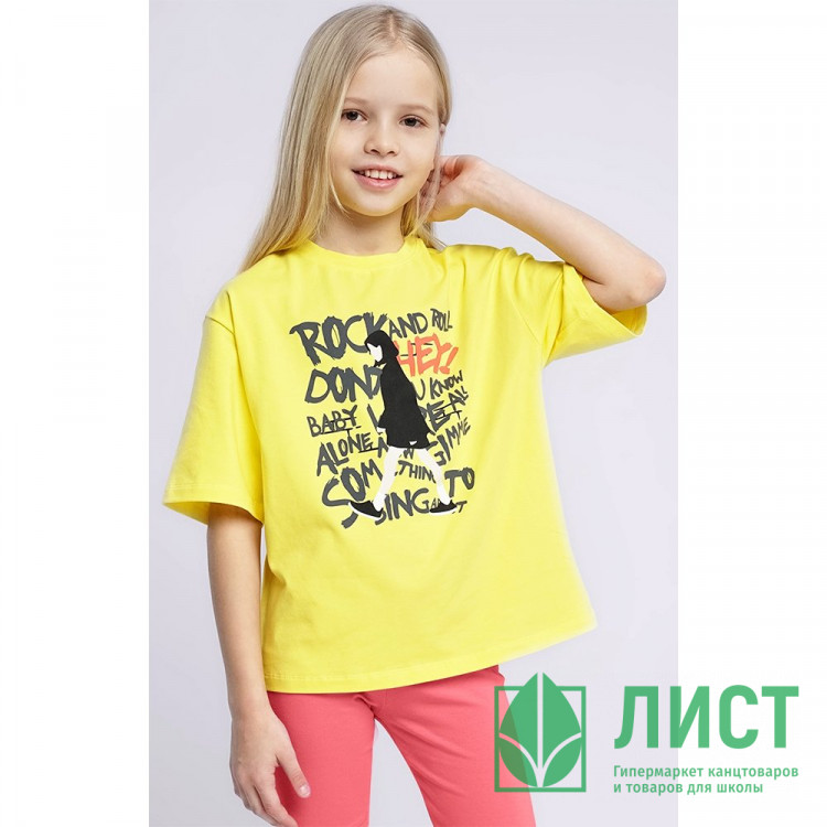 Футболка для девочки арт.CLE 835499/57г_п размер 34/134-42/158 цвет светло-желтый