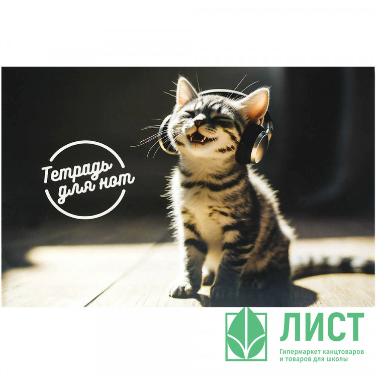 Тетрадь для нот А4 12 листов скоба Феникс Музыкальный котенок арт.73222