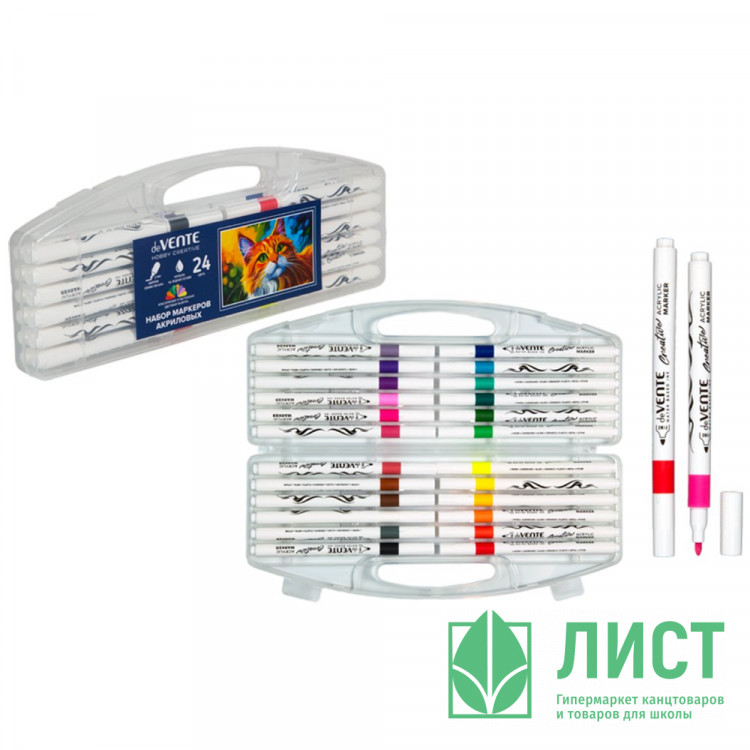 Маркеры акриловые (deVENTE) HOBBY CREATIVE Classic&Pastel 24 цвета пулевидный наконечник пластиковая упаковка арт 5044502