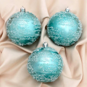 Набор шаров 08см 03шт/наб. "Морозный иней" цв.голубой арт.6490377