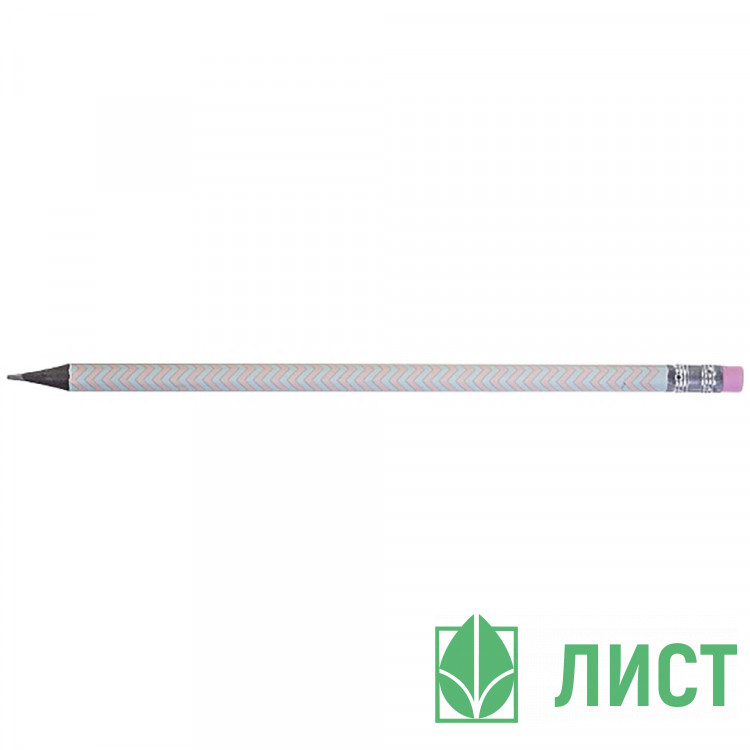 Карандаш чернографитный Hatber с ластиком HB Для всех (4all) круглый корпус арт.BL_081133 (Ст.72)