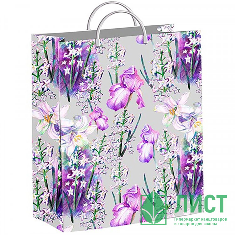 Пакет ПВД с пластиковыми ручками 30*40+10 Винтаж серый