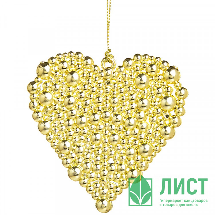 Украшение декор.подвеска пластик "Сердце" 08см цв.золото арт.86733