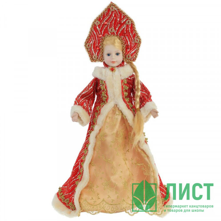 Игрушка декор. "Снегурочка с ёмкостью д/подарков" 54см цв.красн/золото арт.779695