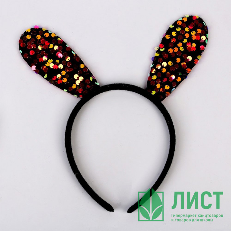 Ободок "Ушки зайчика" с пайетками арт.7725978