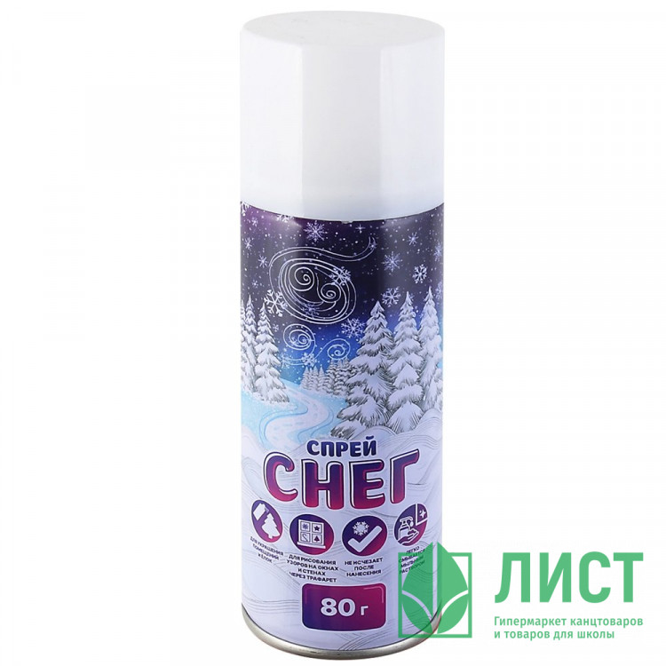 Снег искусственный спрей 80г нетающий цв.белый арт.95020