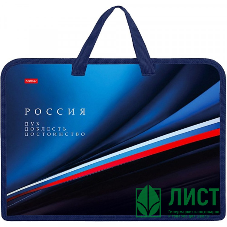 Сумка пластик А4 Hatber на молнии ручка-тесьма Дух и доблесть арт.AMn_07091