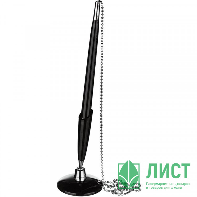 Ручка шариковая на липучке настольная (BEIFA) черный корпус с цепочкой арт.1005B/КР 1005 BK