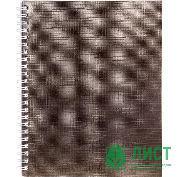Тетрадь А5 клетка 48 листов бумвинил на гребне Hatber Металлик Коричневая арт 48Т5бвВ1гр