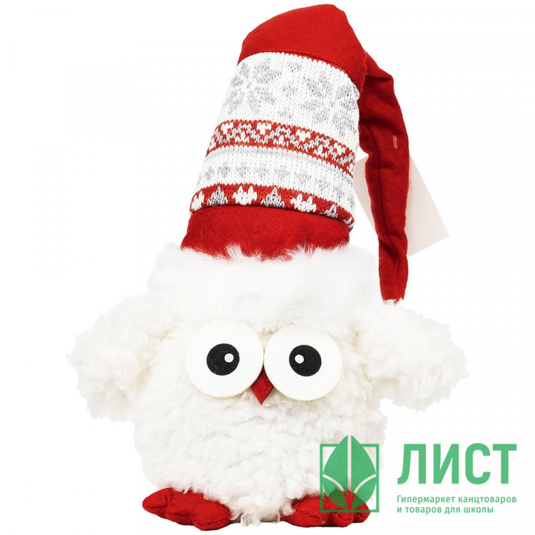 Игрушка декор. "Сова в колпаке" 58,5см цв.белый с красным арт.89630
