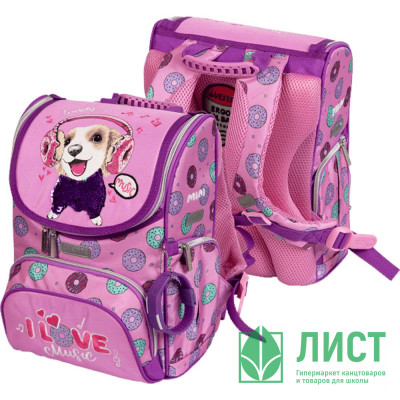 Ранец для девочек школьный (deVENTE) Mini. Music Dog + часы 35x26x20см арт.7030216 Ранец для девочек школьный (deVENTE) Mini. Music Dog + часы 35x26x20см арт.7030216