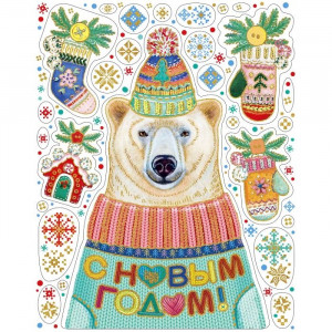 Украшение-наклейка на окно 30*38см "Мишка" арт.86033