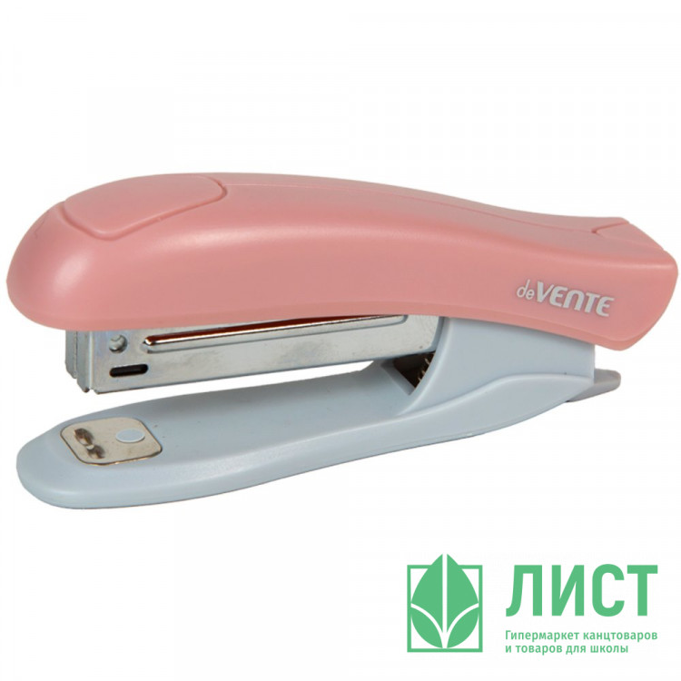 Степлер №10 (12л) пластиковый deVENTE СигНАТУР (sigNATURE) пудрово-розовый с антистеплером арт.4142512