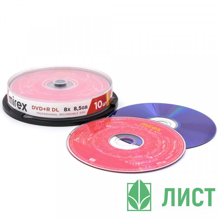 Диск DVD+R Mirex 8.5 Gb, 8x, Cake Box (10), Dual Layer (10/300)