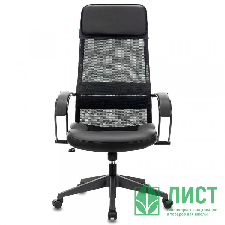 Кресло для руководителя хром/кожзам Бюрократ CH-608 черный