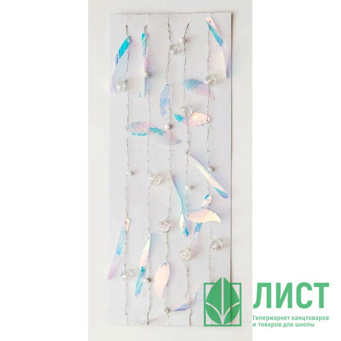 Украшение декоративное "Бусы" 120см листики/палочки арт.86401