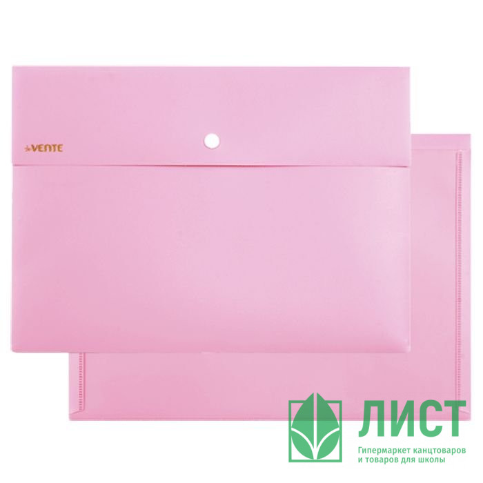Папка-конверт на кнопке А4 (230*320) 350мкм deVENTE  Pastel розовый арт.3071853