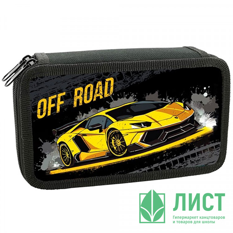 Пенал 2 отделения (Оникс) ПКК 11-5 Спорткар жёлтый 190х110мм ламинированный картон