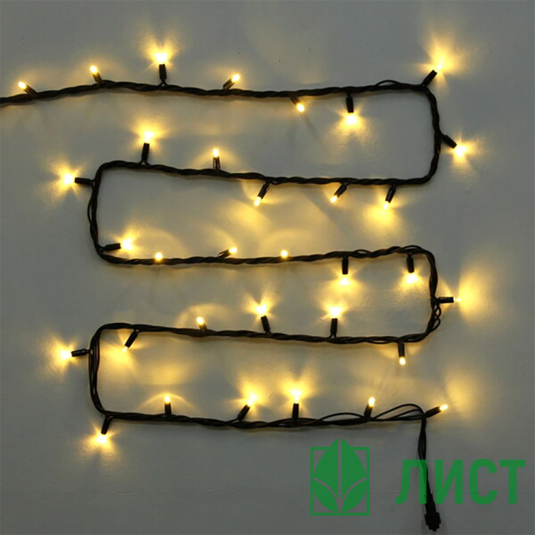 Гирлянда эл. уличная точечная 25м 300LED цв.тёплый белый 8реж (чёрный провод) IP-54 (можно соединять) арт.725-560