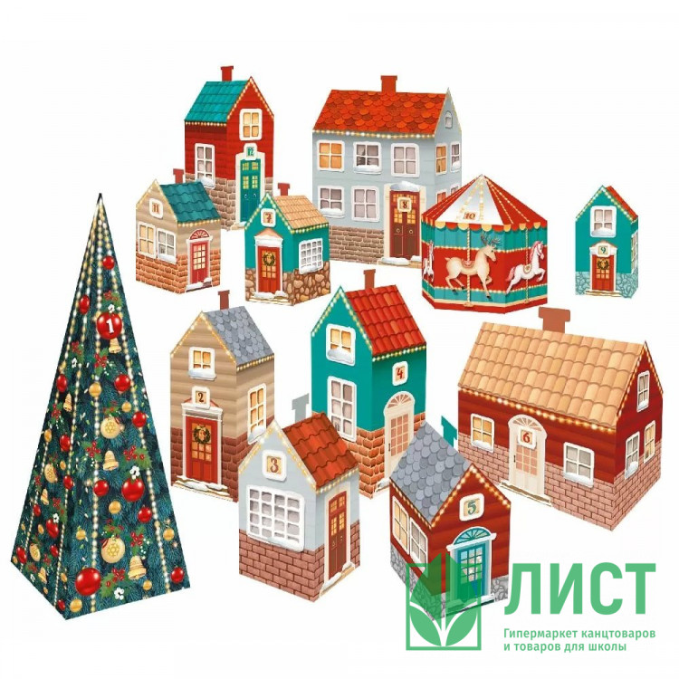 Набор д/оформления "Новогодняя улица" А2 12шт/наб.  адвент-календарь арт.9315300