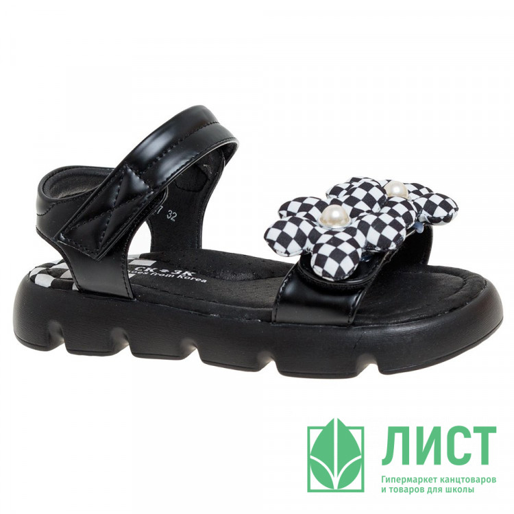 Босоножки для девочки (Сказка) цвет черный верх-искусственная кожа подкладка-натуральная кожа размерный ряд 32-37 арт.R253771617BK