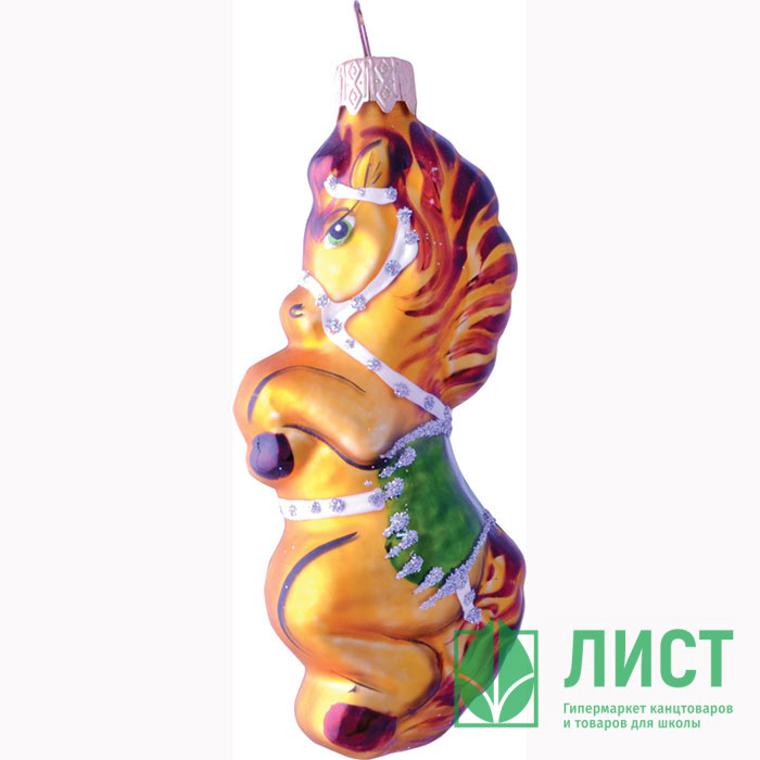 Фигурка на ёлку стекло 10см "Веселая лошадка" без уп. арт.ФУ-452