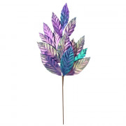 Украшение декоративное "Ветка. Листья пластик" 45см цв.радужный арт.92389