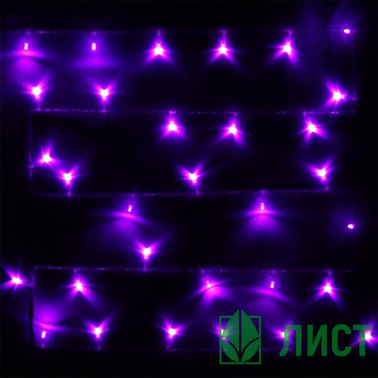 Гирлянда эл.д/дома точечная 16м 180LED цв.фиолетовый (светлый провод) 8реж. (можно соединять) IP-20 арт.125-020