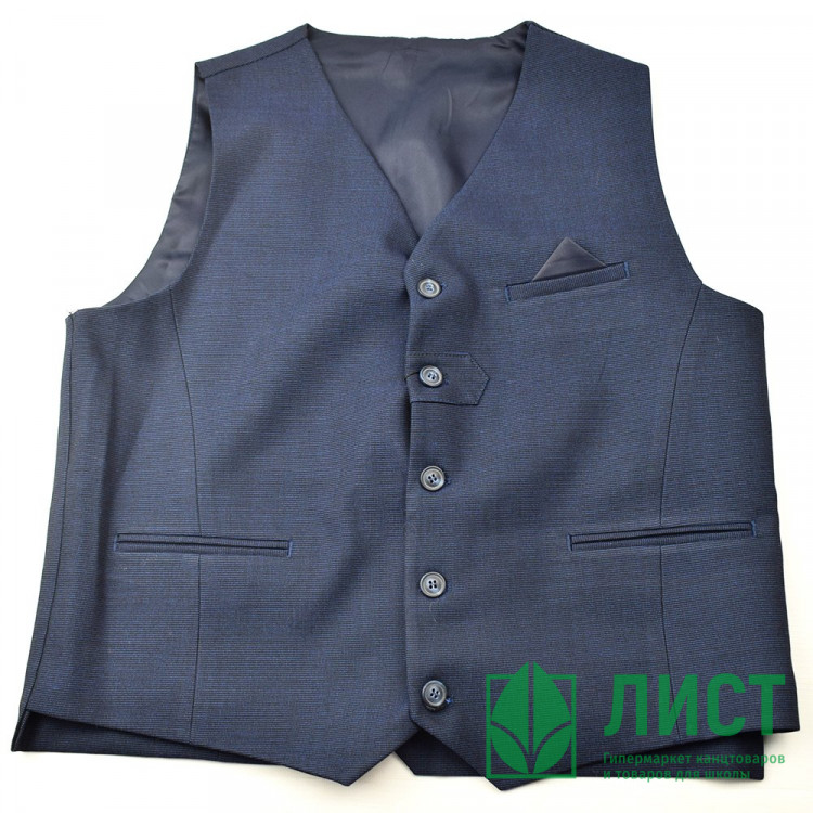 Жилет для мальчика (Praleska) артикул 600128 Сударь размер 30/128-42/164 цвет синий