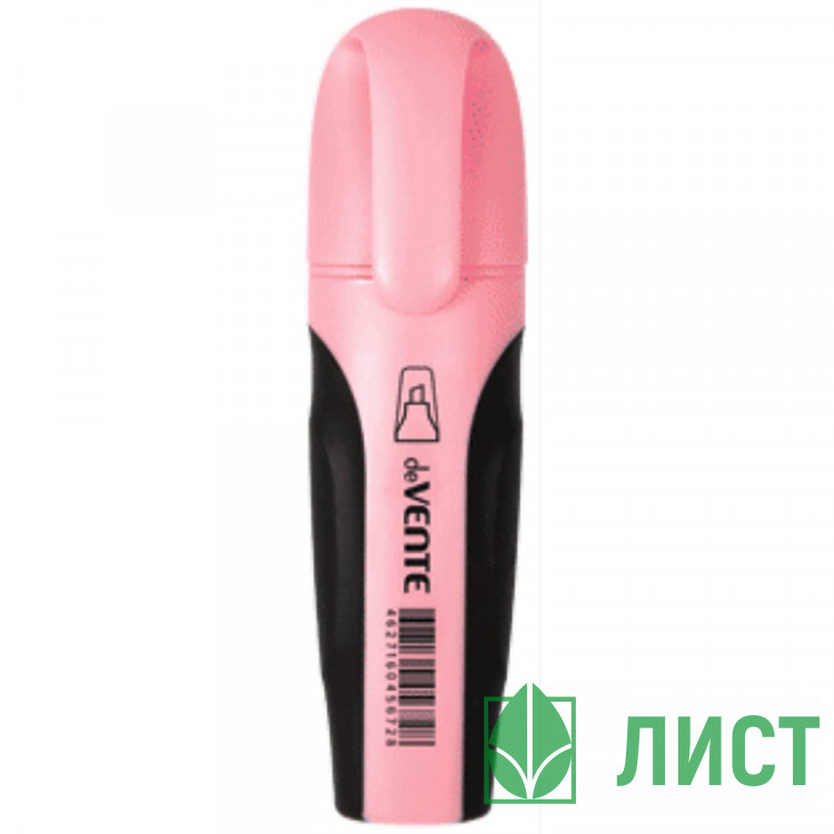 Текстовыделитель  deVENTE  1-5мм скошенный, Пастель (Pastel) розовый, каучуковые вставки арт.5045901 (Ст.12)